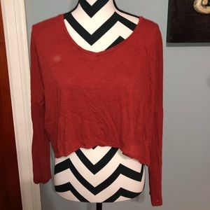 Red Long Sleeve Crop Top